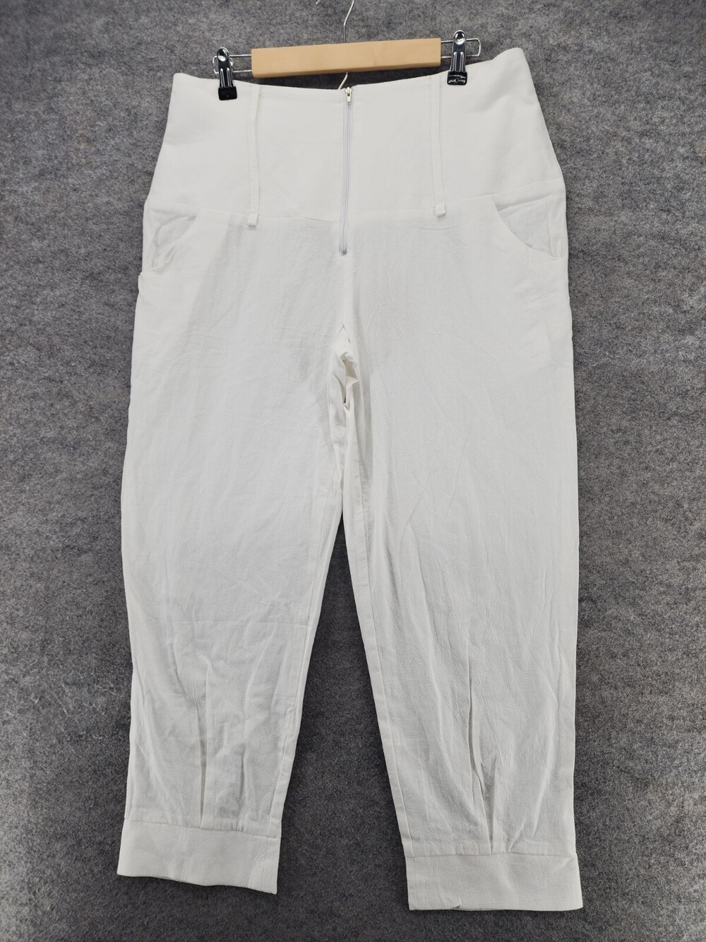 Noracora Pants Womens Large White Cropped High Rise